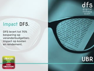 Impact DFS.
DFS levert tot 70%
besparing op
veranderbudgetten:
impact op kosten
en rendement.
UBR
 