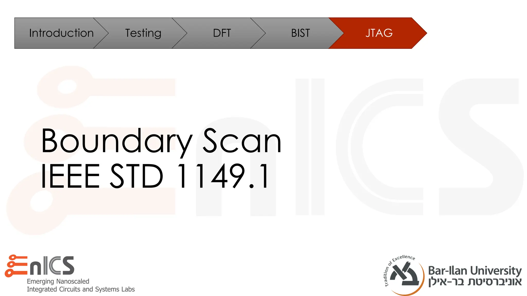 Boundary Scan
IEEE STD 1149.1
Introduction Testing DFT BIST JTAG
 
