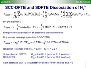 Bond breakingLecture II
SCC-DFTB and SDFTB Dissociation of H2
+
 