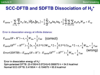 Bond breakingLecture II
SCC-DFTB and SDFTB Dissociation of H2
+
(correct)
(wrong)
 