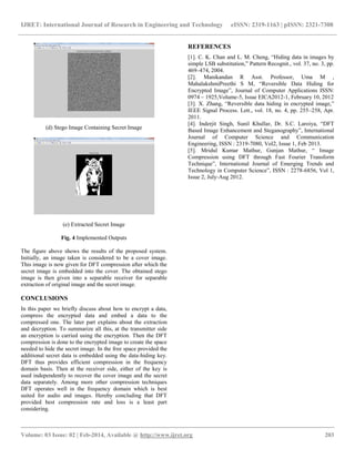 Dft based individual extraction of steganographic compression of images ...