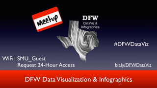 DFW
DataViz &
Infographics
DFW DataVisualization & Infographics
#DFWDataViz
WiFi: SMU_Guest
Request 24-Hour Access bit.ly/DFWDataViz
 