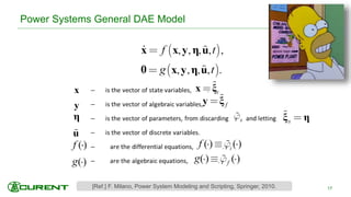 Power Systems General DAE Model
17[Ref.] F. Milano, Power System Modeling and Scripting, Springer, 2010.
 
