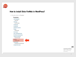 7	
 ?
How to install Dixio ForWeb in WordPress?
2. Double click on Header
 