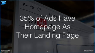 35% of Ads Have
Homepage As
Their Landing Page
60#DFWSEM @caseyhen
 