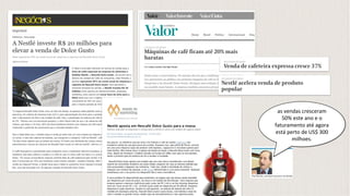  
as	
  vendas	
  cresceram	
  
50%	
  este	
  ano	
  e	
  o	
  
faturamento	
  até	
  agora	
  
está	
  perto	
  de	
  US$	
  300	
  
milhoes.	
  
	
  
 