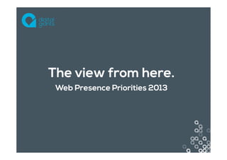 The view from here.
 Web Presence Priorities 2013
 