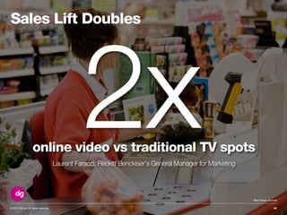 © 2013 DG Inc. All rights reserved.
Sales Lift Doubles
52
2xonline video vs traditional TV spots
Laurent Faracci, Reckitt Benckiser’s General Manager for Marketing
Wall Street Journal
 