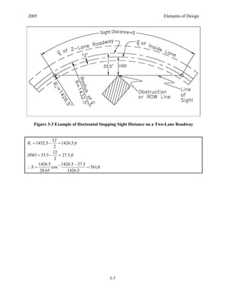 Sight Distance Highway Engineering Dg05 ch 03 elements of design | PDF