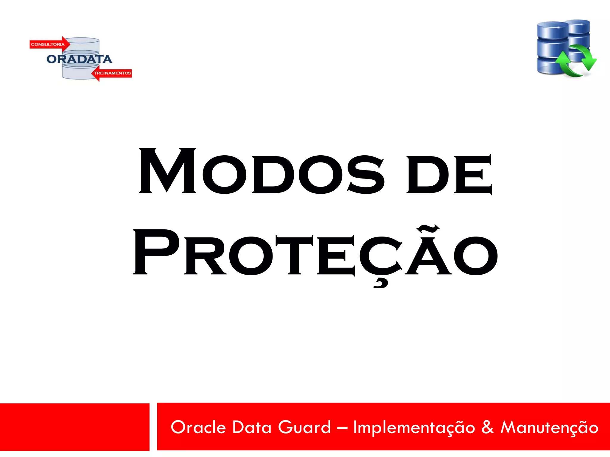 Oracle Data Guard – Implementação & Manutenção
Modos de
Proteção
 