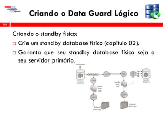 Criando o Data Guard Lógico
Criando o standby físico:
 Crie um standby database físico (capitulo 02).
 Garanta que seu standby database físico seja o
seu servidor primário.
105
 