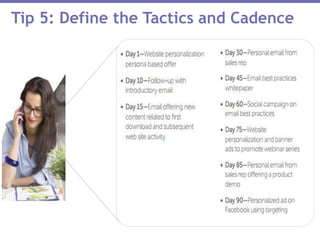 Tip 5: Define the Tactics and Cadence
 