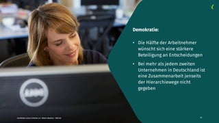 nextMedia.Lecture Arbeiten 4.0 - Robert Neuhann - XING AG 11
Demokratie:
• Die Hälfte der Arbeitnehmer
wünscht sich eine stärkere
Beteiligung an Entscheidungen
• Bei mehr als jedem zweiten
Unternehmen in Deutschland ist
eine Zusammenarbeit jenseits
der Hierarchiewege nicht
gegeben
 