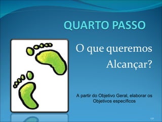 O que queremos Alcançar? A partir do Objetivo Geral, elaborar os Objetivos específicos 