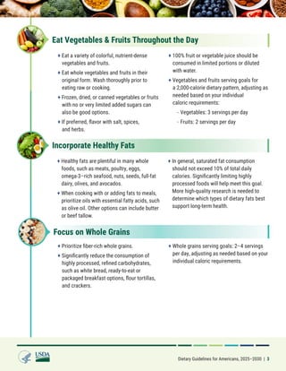 Dietray Options Dietary Guidelines for Americans 2025-2030 | PDF