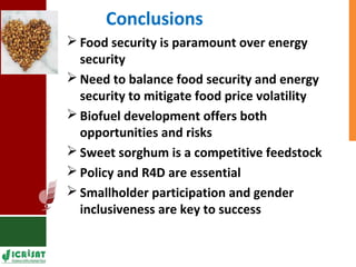 Food vs Energy: Crops for Energy