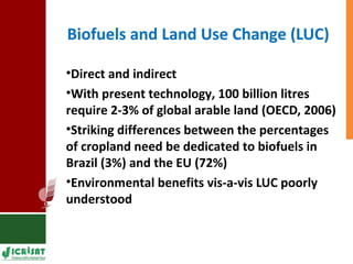 Food vs Energy: Crops for Energy