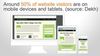 Around 50% of website visitors are on 
mobile devices and tablets. (source: Dekh) 
 