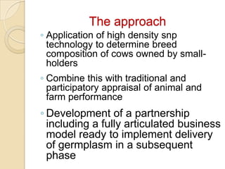 Dairy Genetics East Africa Project Objectives and Sites
