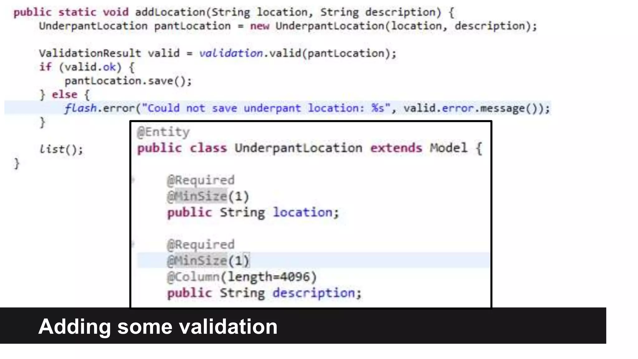 Adding some validation
 