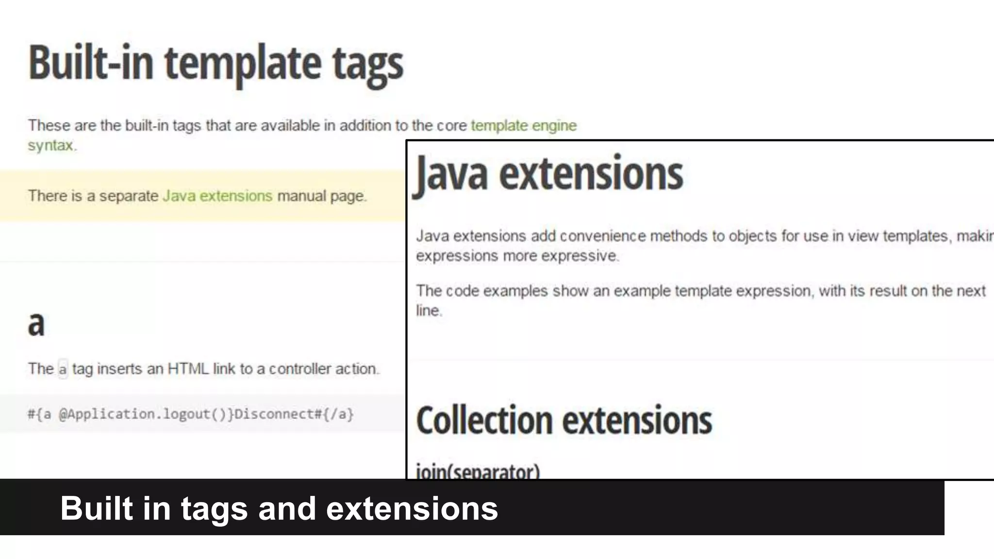Built in tags and extensions
 