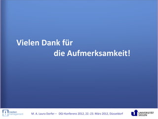 Vielen Dank für
          die Aufmerksamkeit!




   M. A. Laura Dorfer – DGI-Konferenz 2012, 22.-23. März 2012, Düsseldorf
 