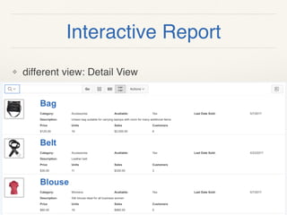 Interactive Report
❖ different view: Detail View
 