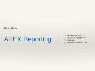Reporting with Oracle Application Express (APEX) | PPT