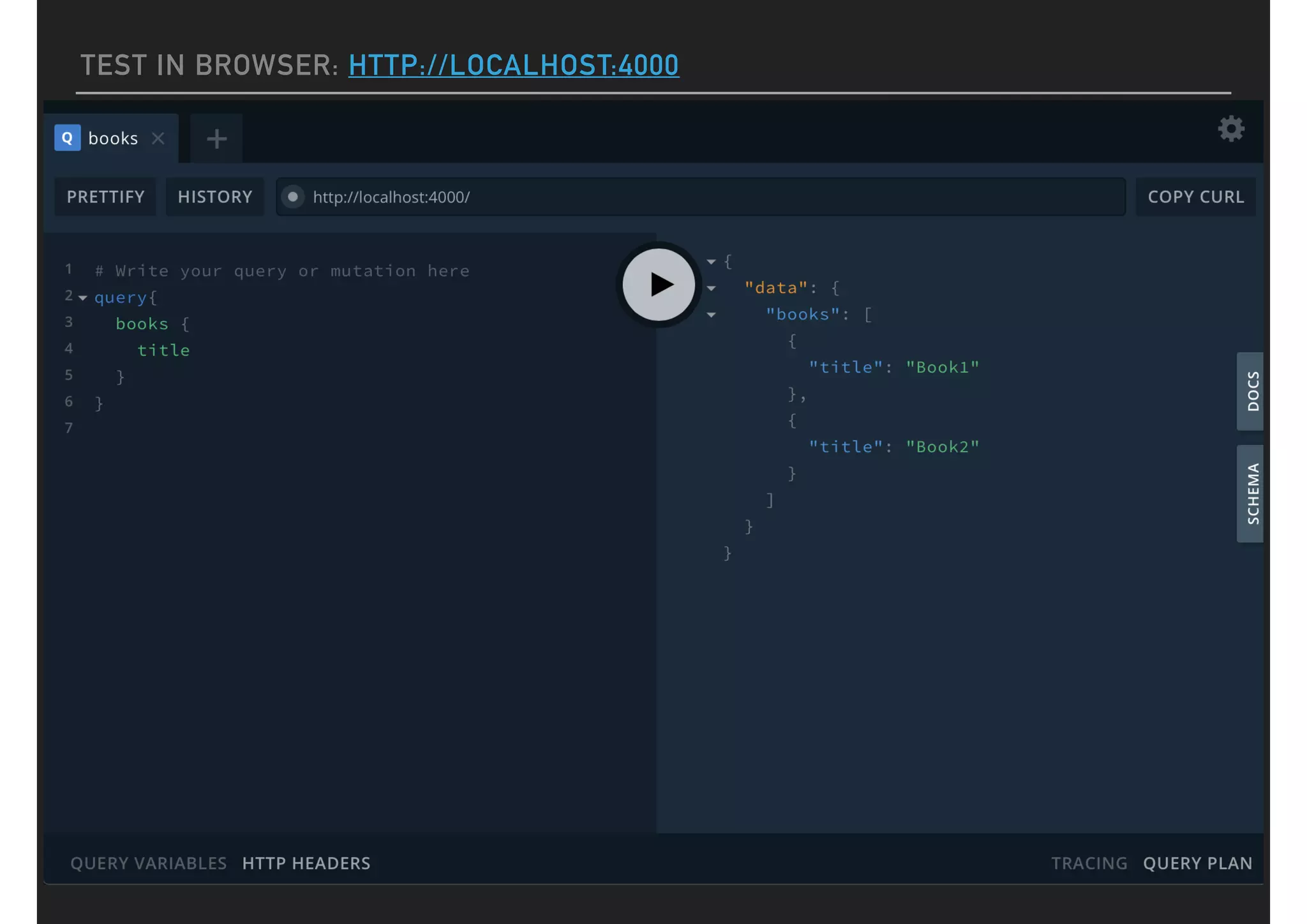 TEST IN BROWSER: HTTP://LOCALHOST:4000
 