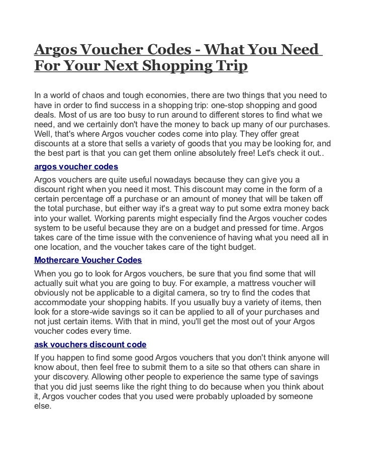Argos Voucher Codes What You Need For Your Next Shopping Trip