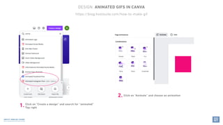 1. Click on “Create a design” and search for “animated”
Top right
2. Click on “Animate” and choose an animation
https://bl...