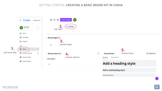 AMPLIFY: MOBILISE: CHANGE
DIGITAL COMMUNICATION STRATEGIES FOR NGOS
GETTING STARTED: CREATING A BASIC BRAND KIT IN CANVA
l...