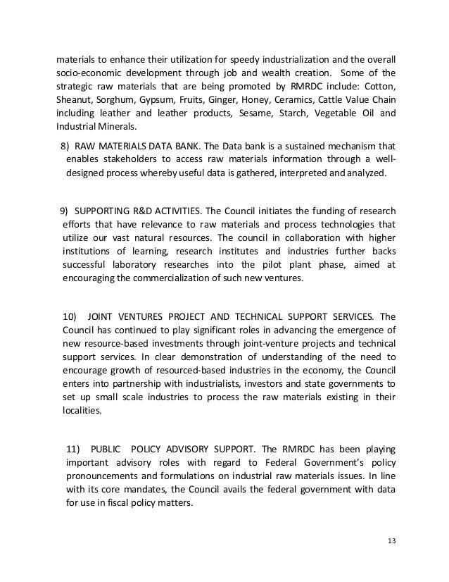 RAW MATERIALS RESEARCH AND DEVELOPMENT COUNCIL(RMRDC) DIRECTOR GENER…