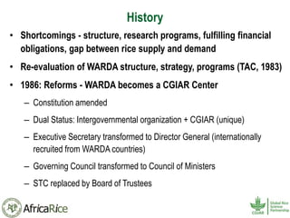 History and Current Organizational Structure of AfricaRice