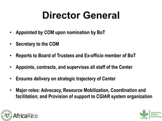 History and Current Organizational Structure of AfricaRice