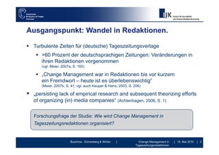 Change Management in Tageszeitungsredaktionen - Vortrag DGPuK Jahrestagung 2010 Medieninnovationen Slide 2