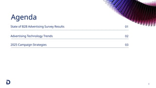Agenda
State of B2B Advertising Survey Results 01
02
03
8
Advertising Technology Trends
2025 Campaign Strategies
 