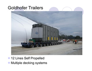 Goldhofer Trailers




 12 Lines Self Propelled
 Multiple decking systems
 