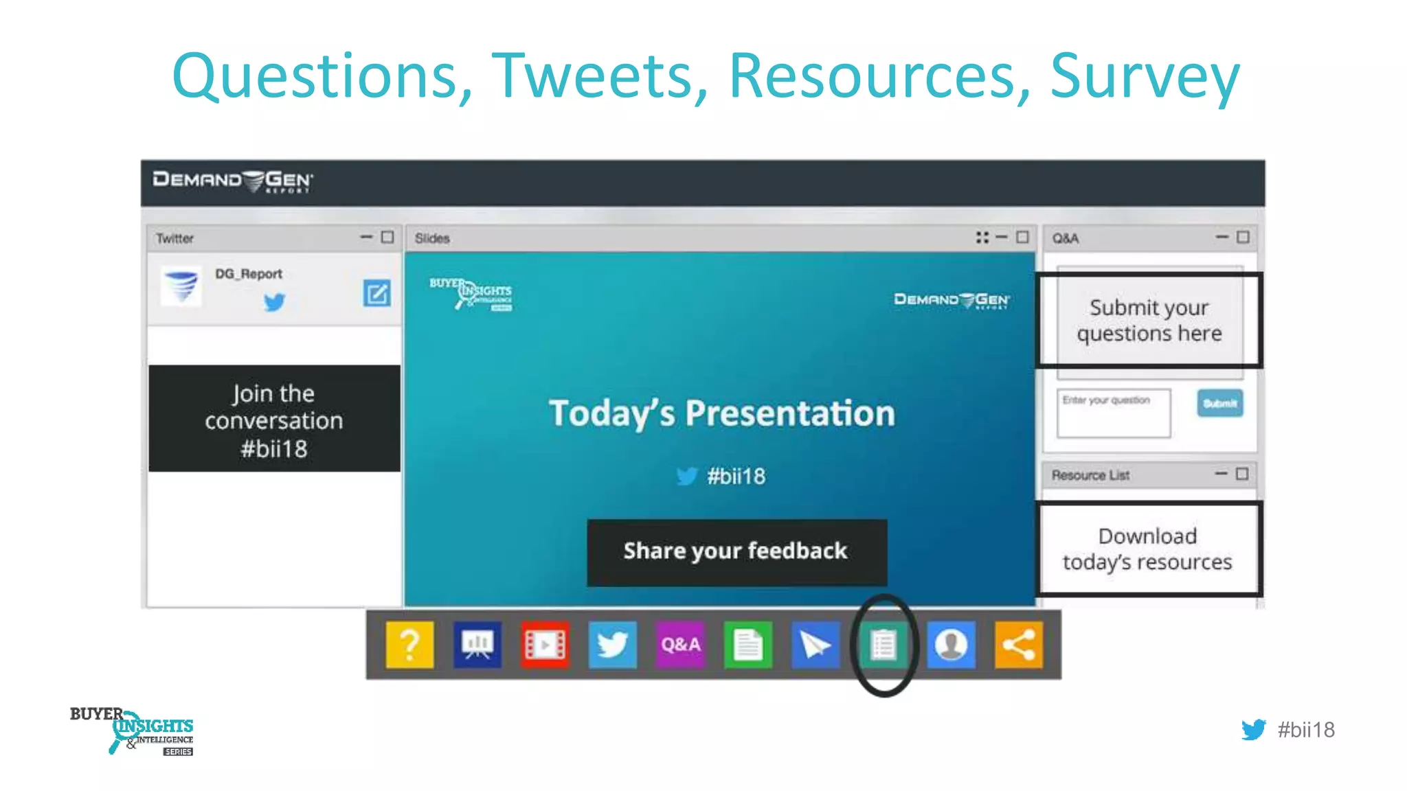 How are we doing?
#bii18
Questions, Tweets, Resources, Survey
 