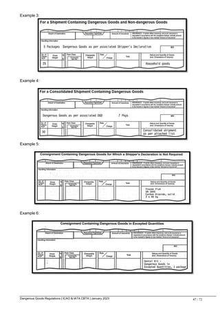 Dangerous Goods Regulations | ICAO & IATA CBTA | January 2023 47 / 72
Example 3:
Example 4:
Example 5:
Example 6:
 