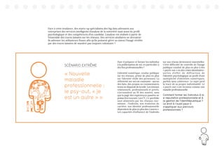 35
Face à cette tendance, des starts-up spécialistes des big data adressent aux
entreprises des services intelligents d’analyse de la notoriété mais aussi du profil
psychologique et des compétences d’un candidat. L’analyse est réalisée à partir de
l’ensemble des traces laissées sur les réseaux. Des services similaires ne devraient-
ils adresser les utilisateurs finaux afin qu’ils puissent gérer au mieux l’image révélée
par des traces laissées de manière pas toujours volontaire ?
Faut-il préparer et former les individus
à la publicisation de soi, en particulier à
des fins professionnelles ?
L’identité numérique, rendue publique
sur les réseaux, prime de plus en plus
sur l’identité réelle des personnes. La
réflexivité sur soi est constante : aucun
des faits, des propos ou commentaires
tenus ne disparaît de la toile. Les réseaux
relationnels, professionnels et privés,
s’accumulent au fil des années, sans
que la page des expériences passées ne
puisse être tournée. Les CV / e-portfolio
sont alimentés par les réseaux eux-
mêmes : l’individu, son évolution de
carrière, son identité professionnelle
dépendent de plus en plus des « autres ».
Les capacités d’influence de l’individu
sur son réseau deviennent essentielles.
Cette difficulté de contrôle de l’image
publique conduit de plus en plus à des
« psych-out » ou des crises identitaires :
sortes d’effet de diffraction de
l’identité psychologique au profit d’une
multiplicité d’identités numériques,
parfois sans cohérence. Le sujet perd
la trace de sa propre individualité. Le
« psych-out » est reconnu comme une
maladie professionnelle.
Comment former les individus à la
e-reputation professionnelle et à
la gestion de l’identitépublique ?
Le droit à l’oubli peut-il
s’appliquer aux parcours
professionnels ?
SCÉNARIO EXTRÊME
« Nouvelle
maladie
professionnelle :
le psy-out, « je
est un autre » »
 