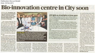 Deccan Herald: Bio-innovation centre in City soon - 10Feb2015