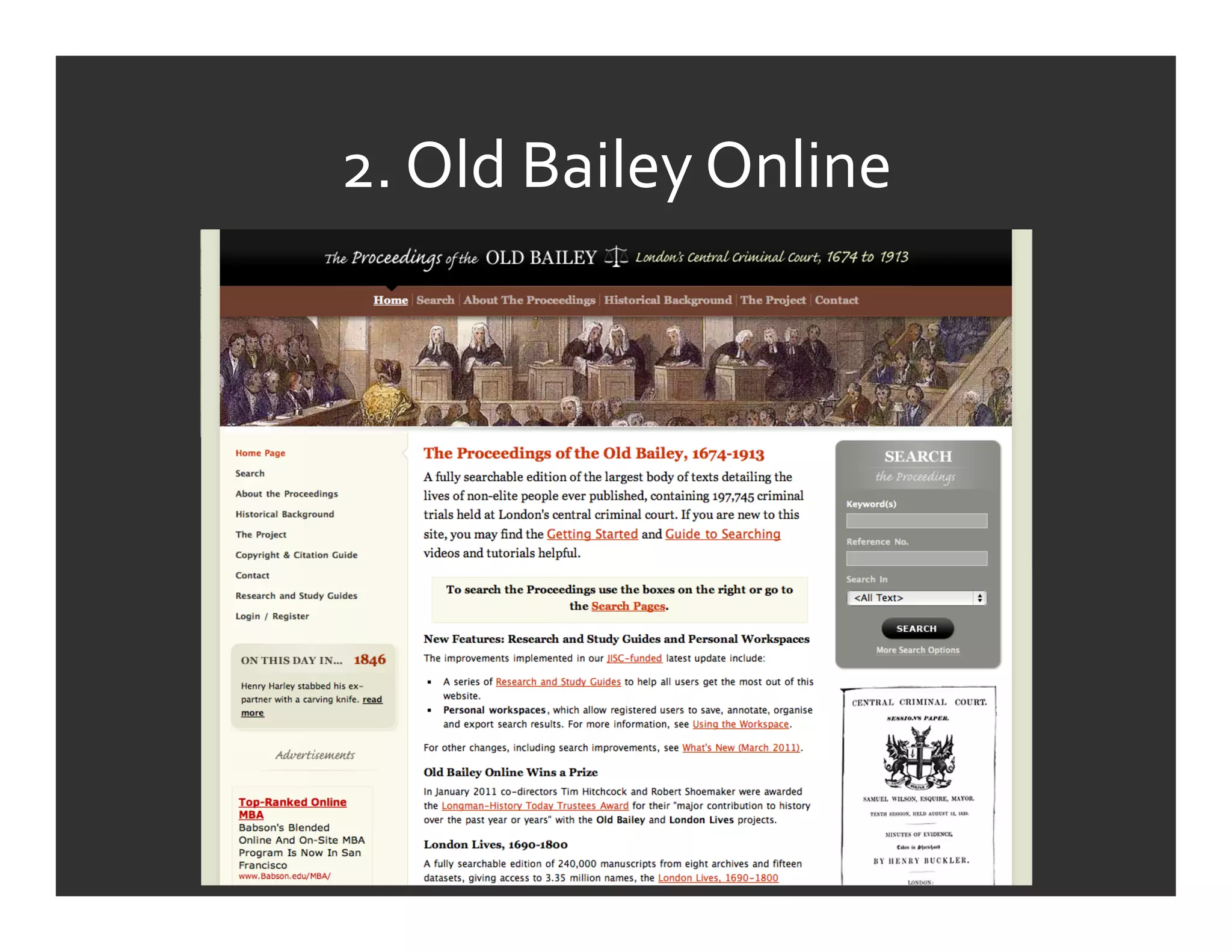 2.	
  Old	
  Bailey	
  Online	
  
 