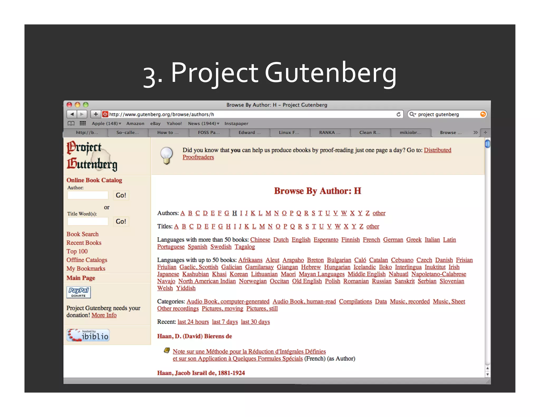 3.	
  Project	
  Gutenberg	
  
 