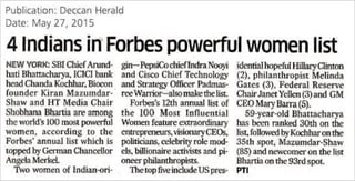 Deccan Herald - 4 Indians in Forbes powerful women list