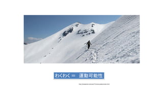 http://yokaphoto.net/yoka77/norikuradake/index.html
わくわく ＝ 運動可能性
 