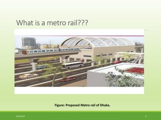 What is a metro rail???
Figure: Proposed Metro rail of Dhaka.
6/26/2022 3
 