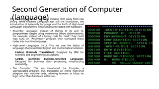 Second Generation Computer Language Photo Comprehensive Overview of Generation of Computers: Technology ...