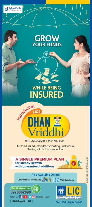 Life Insurance Brochure.pdf Dhan Vriddhi eSales Brochure by life insurance.pdf