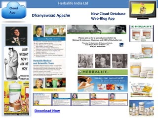 Cloud-App
Cloud
App
Herbalife India Ltd
New Cloud-Detabase
Web-Blog App
Download Now
Dhanyawaad Apache
 